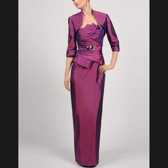 Daymor Couture Colbalt asymmetric pleated dress jacket formal wedding - Picture 4 of 12